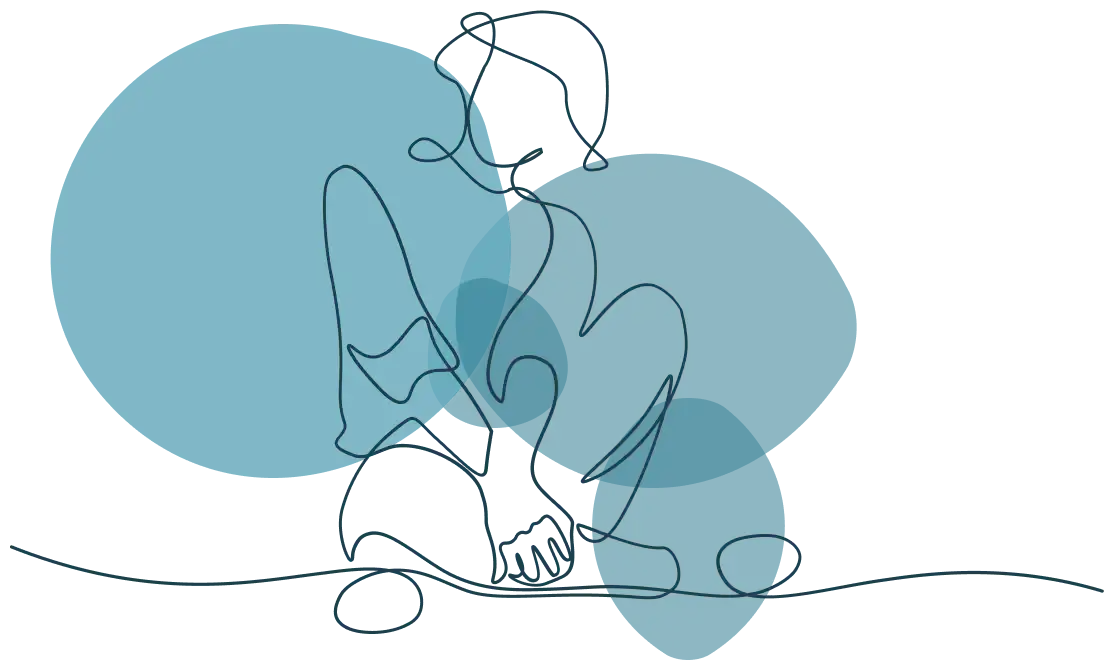 Illustration einer Personen, die auf dem Boden sitzt